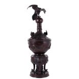 Japanese bronze censer on stand