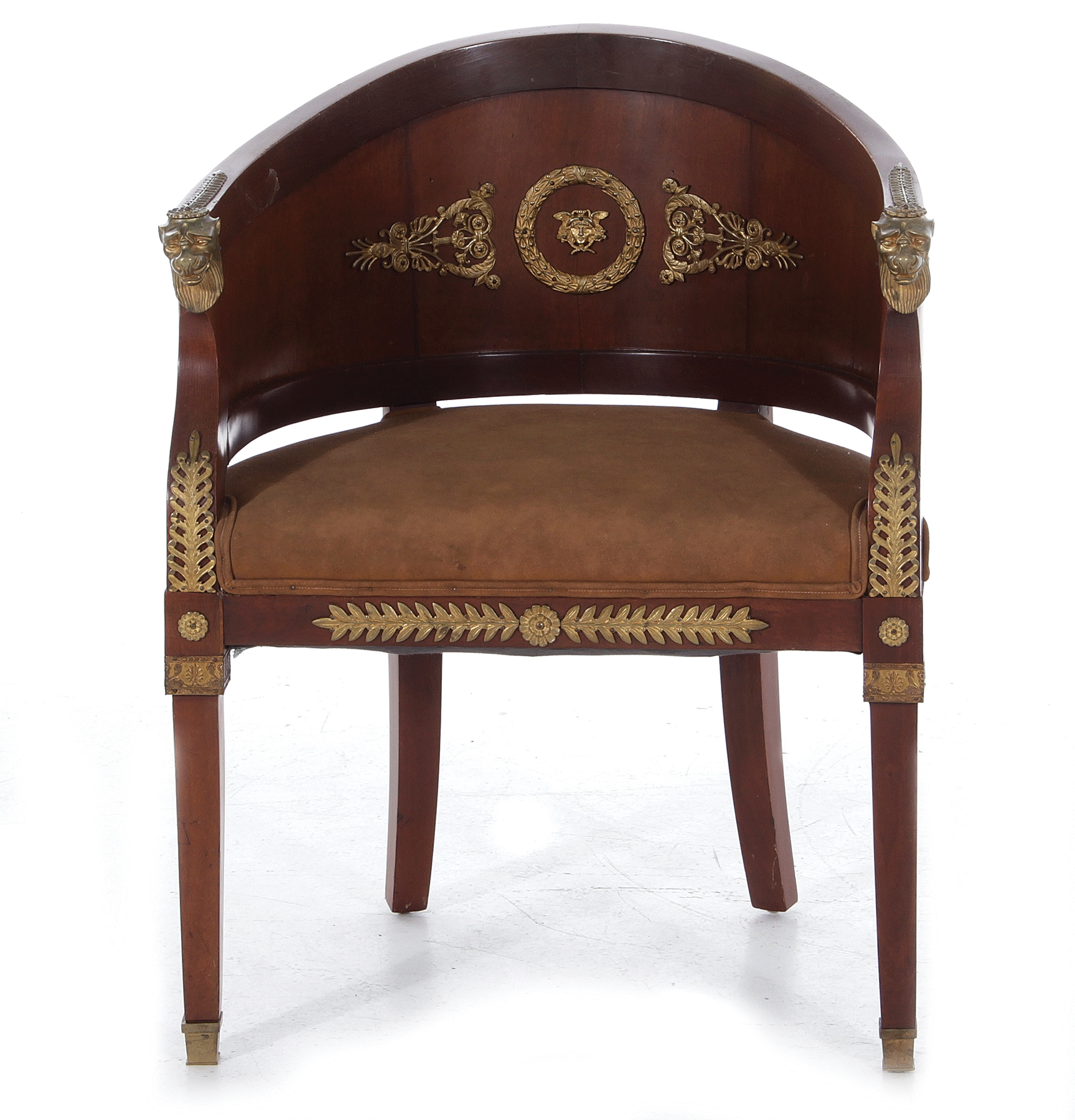 Napoleon III bronze-mounted mahogany fauteuil de cabinet