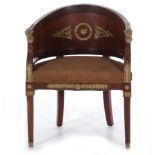 Napoleon III bronze-mounted mahogany fauteuil de cabinet
