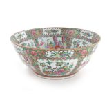 Chinese rose medallion porcelain punch bowl