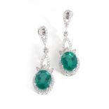 Emerald and diamond swing-drop earrings