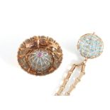 Retro gold and gemstone brooch and bracelet (2pcs)