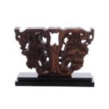 Pair Chinese carved hardwood corbels