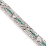 Art Deco emerald and diamond bracelet