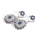 Sapphire and diamond swing-drop earrings (2pcs)