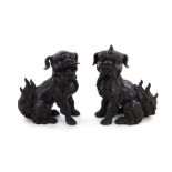 Pair Chinese bronze foo lion temple guardians