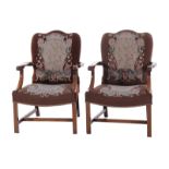 Pair Gainsborough needlework and mahogany armchairs (2pcs)