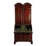 Queen Anne style japanned secretary bookcase