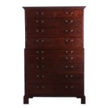 Georgian mahogany chest-on-chest with bureau drawer
