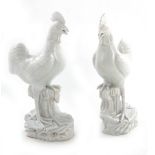 Pair Chinese white porcelain roosters (2pcs)