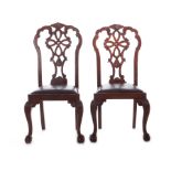 Pair Georgian style carved mahogany chairs (2pcs)