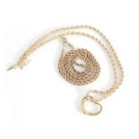Tiffany Elsa Peretti open-heart pendant, and gold chains (3pcs)