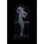 Art Deco etched and cut-glass table screen