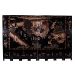 Chinese coromandel eight-panel screen