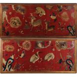 Pair Chinese embroidered silk panels (2pcs)