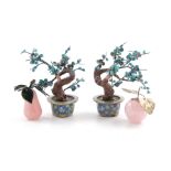 Chinese carved and polished stone fruit and trees (4pcs)