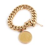 Heavy gold bracelet with gold coin