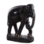 Anglo-Indian ebonized carved hardwood elephant