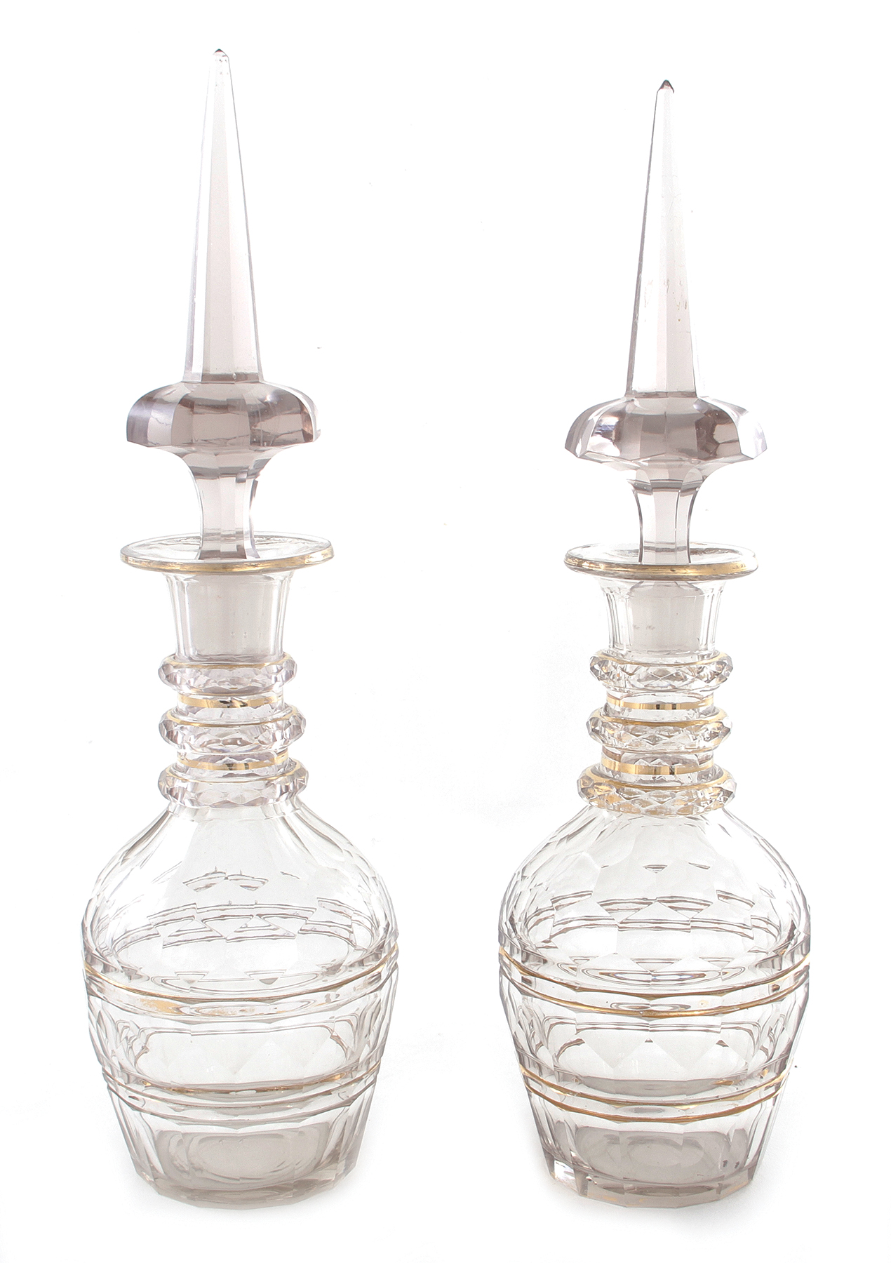 Pair gilt-crystal oversized decanters (2pcs)