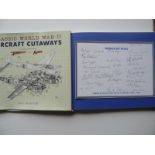 World War Two veterans multi-signed book. Aircraft Cutaways by Bill Gunston, originally published