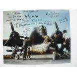 Bomber Command veterans signed photo. This 8 by 10 photo of a Wellington bombing up has been