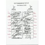 Tottenham Hotspur 2000/01 Squad Signed A4 Page Inc. Perry, Clemence, Carr, Ferdinand, Campbell,