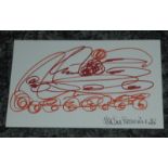 Martine Beswick signed artwork. Scribbly doodle signed by Bond girl Martine Beswick. Good condition.