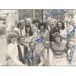 Multisigned 1970s - 1980s British Television Celebrities signed photo. Wonderful 24cm x 18cm vintage