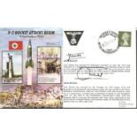 Jean Mialet, Jean Michel signed 50th ann WW2 cover JS50/44/11 V-2 Rocket Attacks Begin PRINTED