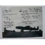 Bomber Command Veterans signed photo. 8 by 6 photo of Lancasters on the ground has been signed by