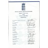 England v West Indies signed Cricket collection Three offiicial signed team sheets from 2000 series.