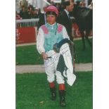 Pat Eddery signed colour 6 x 4 inch photo. Good condition.