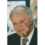 Bobby Robson signed colour 6 x 4 inch photo. Good condition.