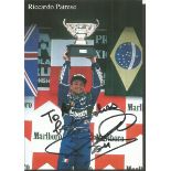 Riccardo Patrese signed Williams Renault colour 6 x 4 inch photo, dedicated to Alan. Good condition.