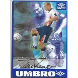 Alan Shearer Newcastle and England football legend signed Umbro colour 6 x 4 inch photo. Good
