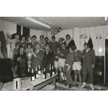 Everton 1970 B/W 12 X 8 Photo Depicting Everton Players Toasting Their League Championship Victory