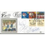 John Regis, Kriss Akabusi, Roger Black and one other signed Benham official 1992 Europa Olympic