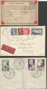 French FDC collection 1933 - 1970. 46 covers. Includes 1872 Carte Postale, Gerard Philipe, Raimu,