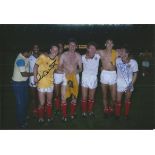 England 1984, Colour 12 X 8 Photo Depicting Several England Players Celebrating After A 2-0