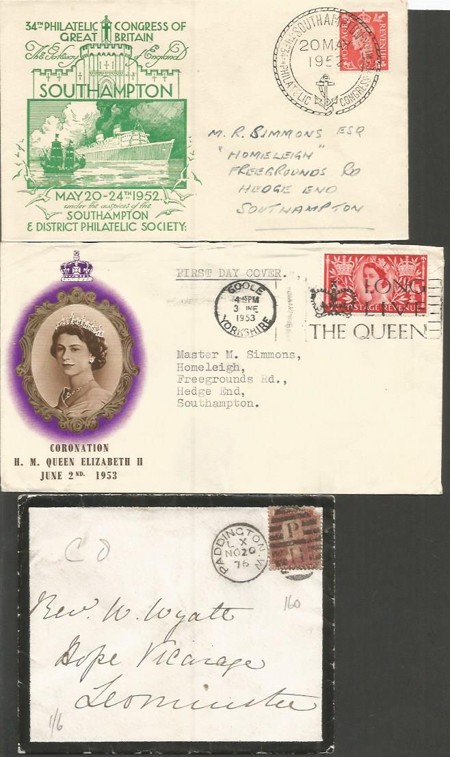 Post Office FDC collection. 60+ covers 1875 - 1973. Includes 3 Queen Victoria covers, 1953
