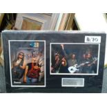 Joe Satriani and Steve Vai signed music tour promotional flyer. Nicely mounted with unsigned