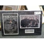 The Blackout signed music tour promotional flyer signed by Five band members. Nicely mounted with