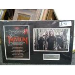 Trivium signed tour flyer. Autographed by Brent Young, Travis Smith, Matt Heafy, Corey Beaulieu,