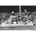 Celtic V Rangers 1971 B/W 12 X 8 Photo Depicting An Action Scene As Colin Stein In Mid-Air Gets