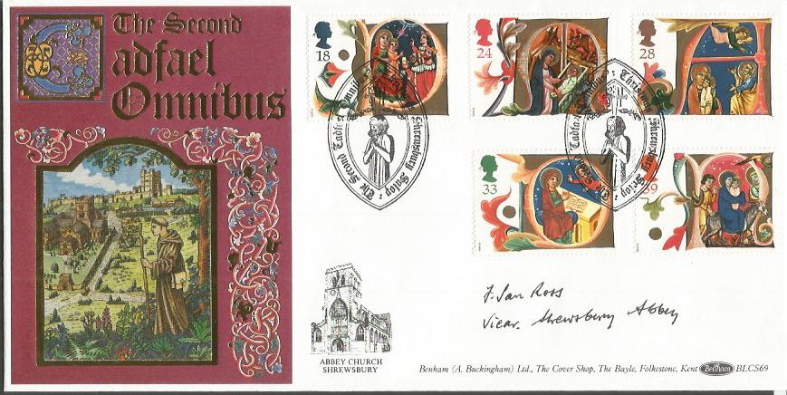 Ian Ross signed Benham official Second Cadfael Omnibus 1991 Christmas BLCS69 FDC. Good condition.