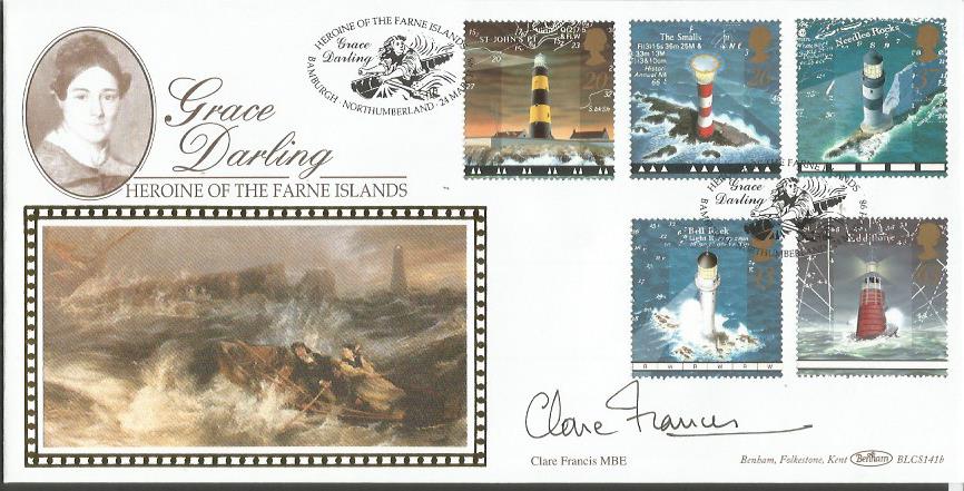 Clare Francis MBE signed Benham official 1998 Lighthouses Grace Darling Heroine of the Farne Islands