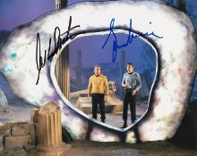Leonard Nimoy and William Shatner signed 10 x 8 colour photo from Star Trek. Good condition. All