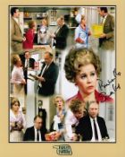 Prunella Scales signed photo signed 10 x 8 colour montage photo of Fawlty Towers. Good condition.