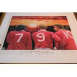 Football Legends Man Utd. Very Large Limited edition print Signed by the artist and in person by