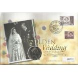 Royal Family Golden Wedding coin FDC collection. 10 covers. Housed in Blue Royal Family album.